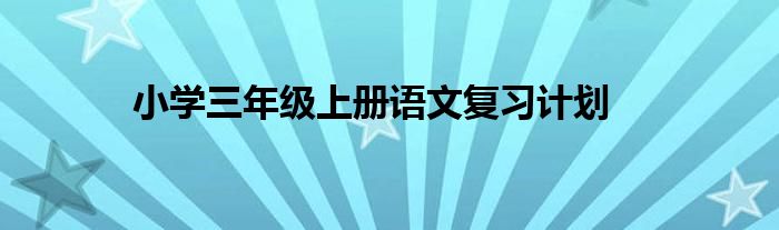 小学三年级上册语文复习计划