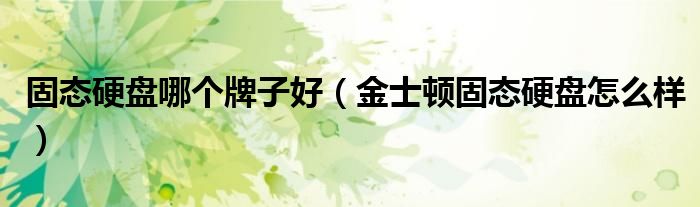 固态硬盘哪个牌子好(金士顿固态硬盘怎么样)