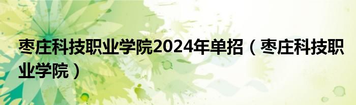 枣庄科技职业学院2024年单招（枣庄科技职业学院）