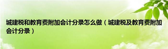 城建税和教育费附加会计分录怎么做（城建税及教育费附加会计分录）