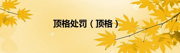顶格处罚（顶格）