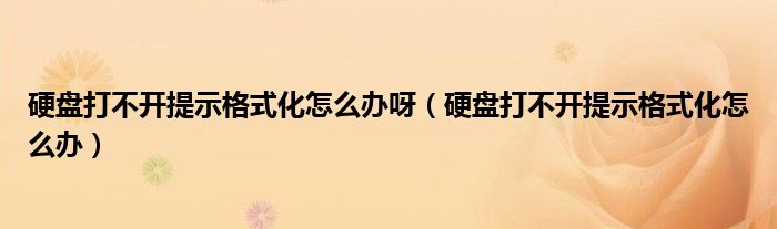 硬盘打不开提示格式化怎么办呀（硬盘打不开提示格式化怎么办）