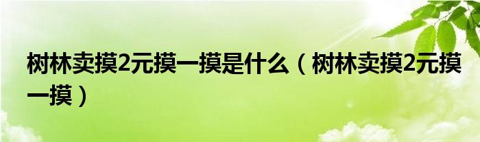 树林卖摸2元摸一摸是什么(树林卖摸2元摸一摸)