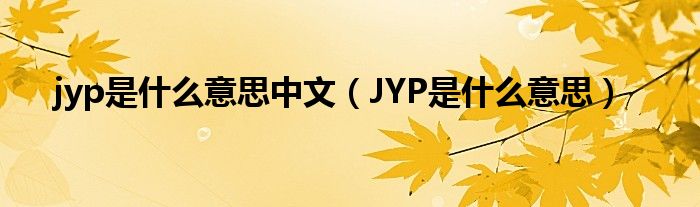 jyp是什么意思中文（JYP是什么意思）