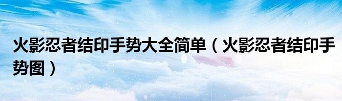 火影忍者结印手势大全简单(火影忍者结印手势图)