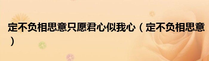 定不负相思意只愿君心似我心(定不负相思意)