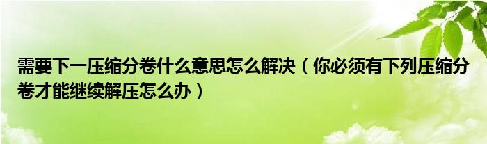 需要下一压缩分卷什么意思怎么解决(你必须有下列压缩分卷才能继续解压怎么办)
