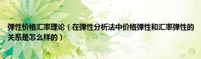 弹性价格汇率理论(在弹性分析法中价格弹性和汇率弹性的关系是怎么样的)