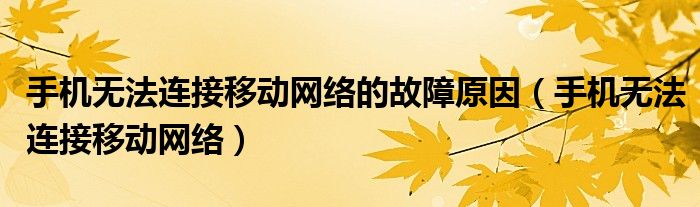 手机无法连接移动网络的故障原因(手机无法连接移动网络)