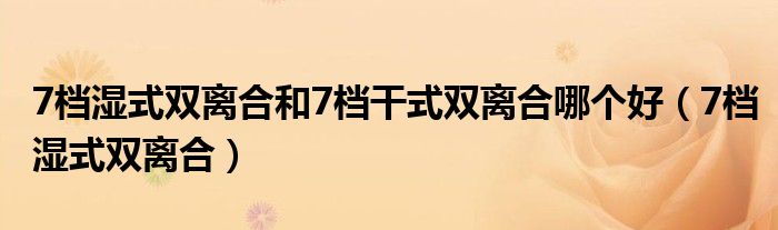 7档湿式双离合和7档干式双离合哪个好(7档湿式双离合)