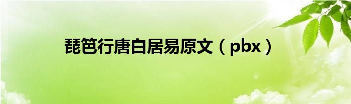 琵笆行唐白居易原文(pbx)