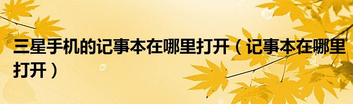 三星手机的记事本在哪里打开(记事本在哪里打开)