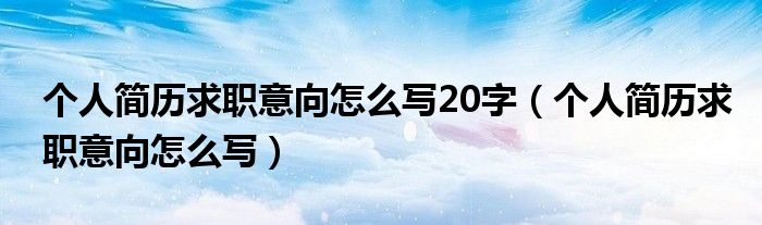 个人简历求职意向怎么写20字（个人简历求职意向怎么写）