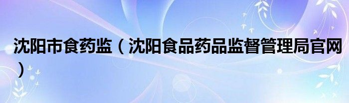 沈阳市食药监（沈阳食品药品监督管理局官网）