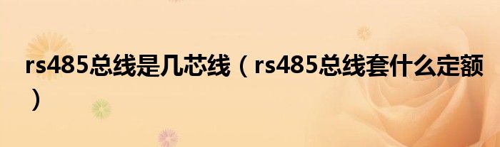rs485总线是几芯线（rs485总线套什么定额）