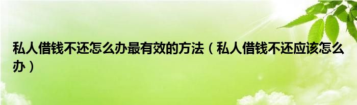 私人借钱不还怎么办最有效的方法（私人借钱不还应该怎么办）