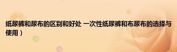 纸尿裤和尿布的区别和好处 一次性纸尿裤和布尿布的选择与使用)