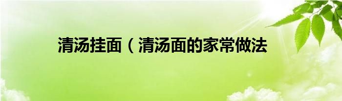 清汤挂面(清汤面的家常做法