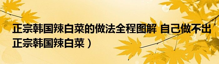 正宗韩国辣白菜的做法全程图解 自己做不出正宗韩国辣白菜)