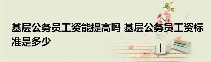 基层公务员工资能提高吗 基层公务员工资标准是多少