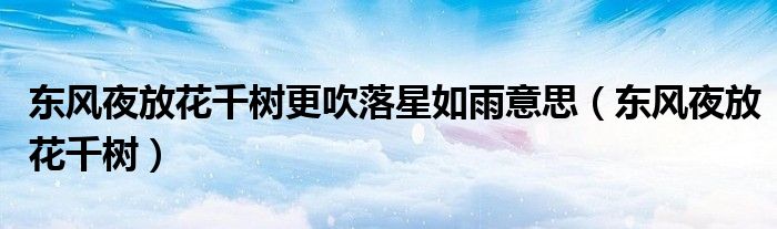 东风夜放花千树更吹落星如雨意思(东风夜放花千树)