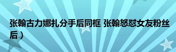 张翰古力娜扎分手后同框 张翰怒怼女友粉丝后)
