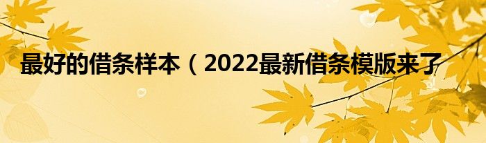 最好的借条样本(2022最新借条模版来了