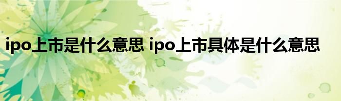 ipo上市是什么意思 ipo上市具体是什么意思