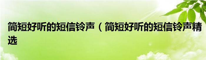 简短好听的短信铃声(简短好听的短信铃声精选