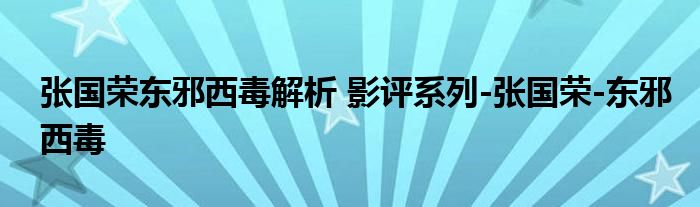 张国荣东邪西毒解析 影评系列-张国荣-东邪西毒