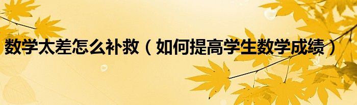 数学太差怎么补救(如何提高学生数学成绩)