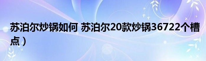 苏泊尔炒锅如何 苏泊尔20款炒锅36722个槽点)