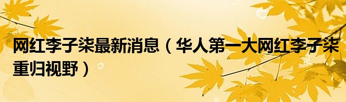 网红李子柒最新消息(华人第一大网红李子柒重归视野)