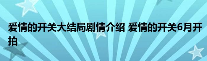 爱情的开关大结局剧情介绍 爱情的开关6月开拍