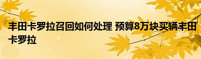 丰田卡罗拉召回如何处理 预算8万块买辆丰田卡罗拉
