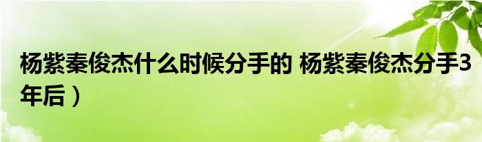 杨紫秦俊杰什么时候分手的 杨紫秦俊杰分手3年后)