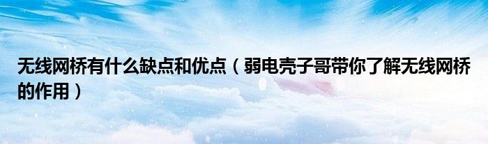 无线网桥有什么缺点和优点(弱电壳子哥带你了解无线网桥的作用)