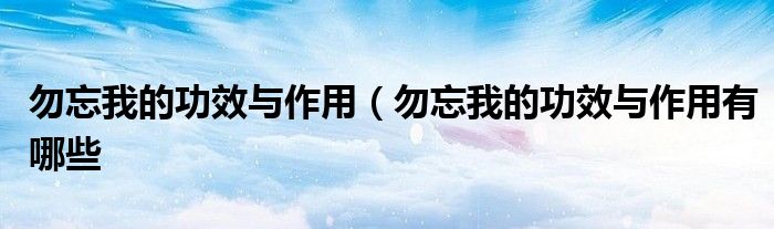 勿忘我的功效与作用(勿忘我的功效与作用有哪些