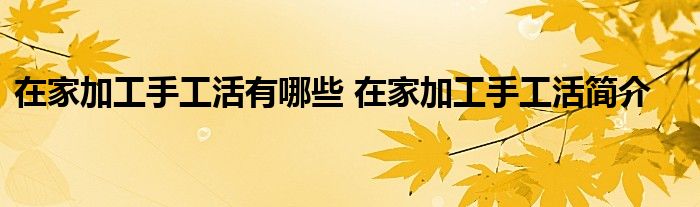 在家加工手工活有哪些 在家加工手工活简介
