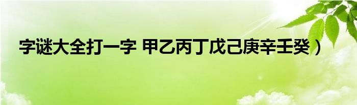 字谜大全打一字 甲乙丙丁戊己庚辛壬癸)