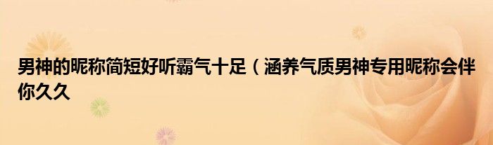 男神的昵称简短好听霸气十足(涵养气质男神专用昵称会伴你久久