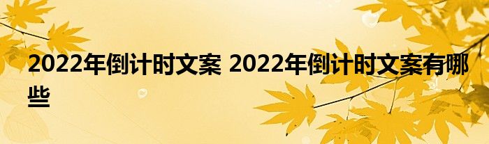 2022年倒计时文案 2022年倒计时文案有哪些
