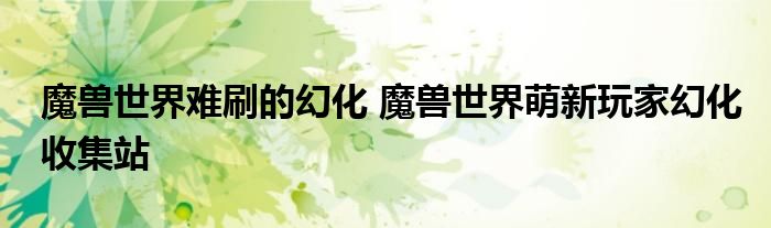 魔兽世界难刷的幻化 魔兽世界萌新玩家幻化收集站