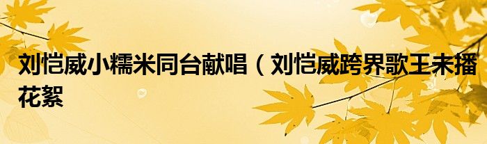 刘恺威小糯米同台献唱(刘恺威跨界歌王未播花絮