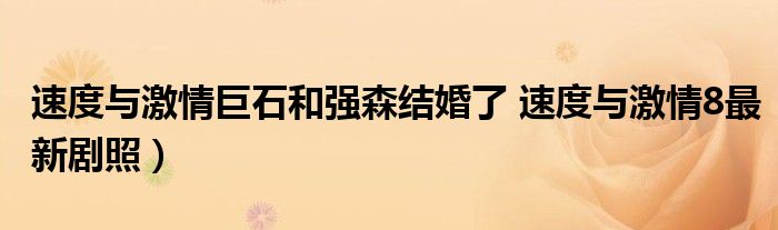 速度与激情巨石和强森结婚了 速度与激情8最新剧照)