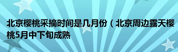 北京樱桃采摘时间是几月份(北京周边露天樱桃5月中下旬成熟