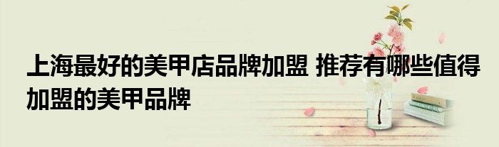 上海最好的美甲店品牌加盟 推荐有哪些值得加盟的美甲品牌