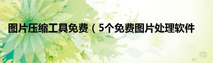 图片压缩工具免费(5个免费图片处理软件