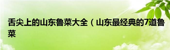 舌尖上的山东鲁菜大全(山东最经典的7道鲁菜