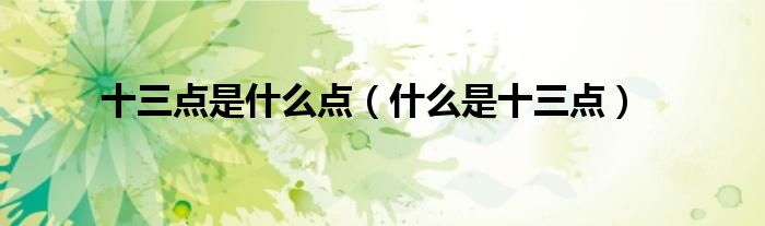 十三点是什么点（什么是十三点）